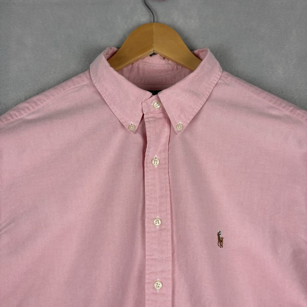 Polo Ralph Lauren Oxford Shirt Mens XL Pink Flesh Pony Long Sleeve OCBD Yarmouth - Picture 9 of 10